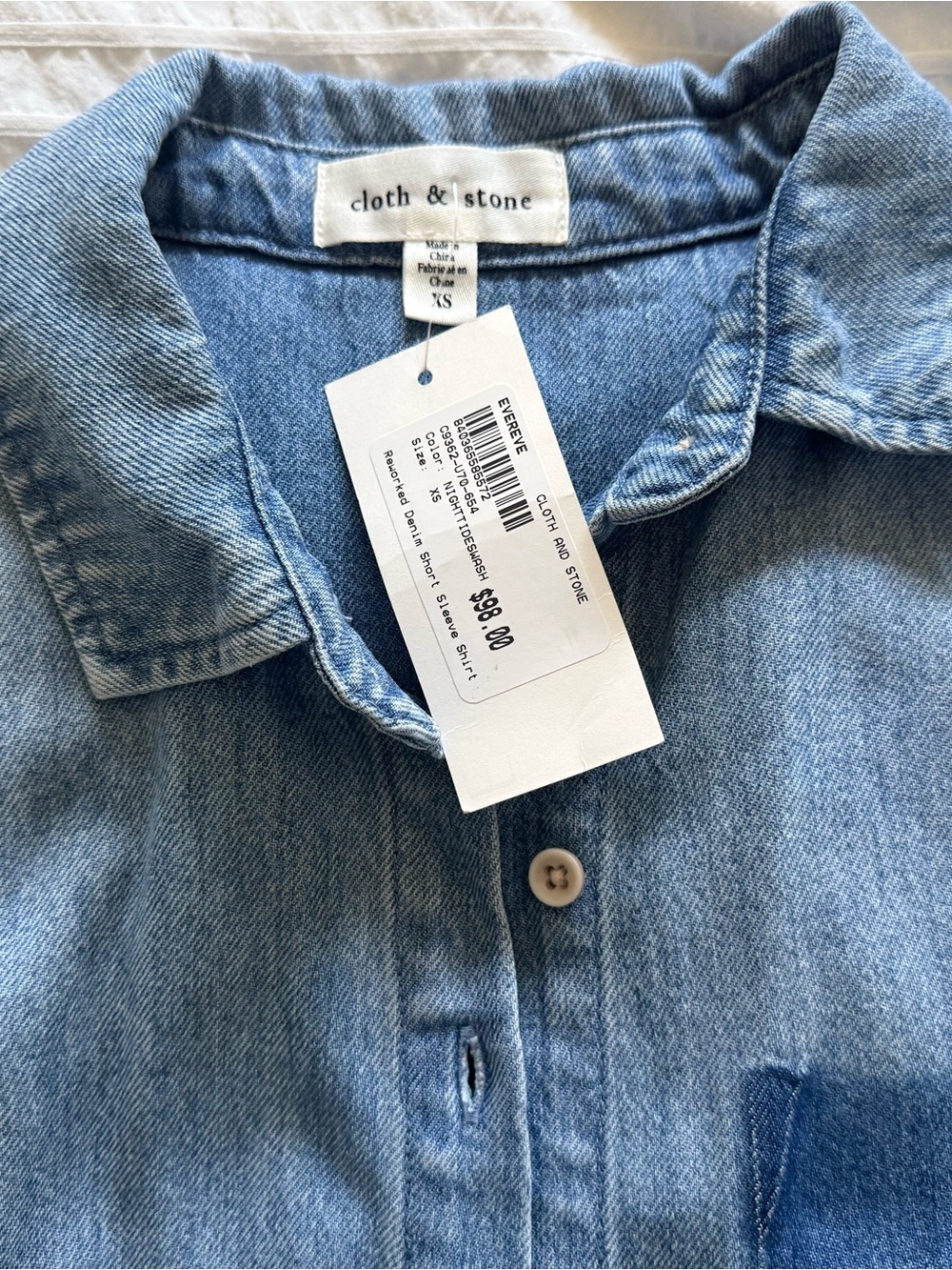 cloth & stone Faded Blue Denim Button-Front Shirt